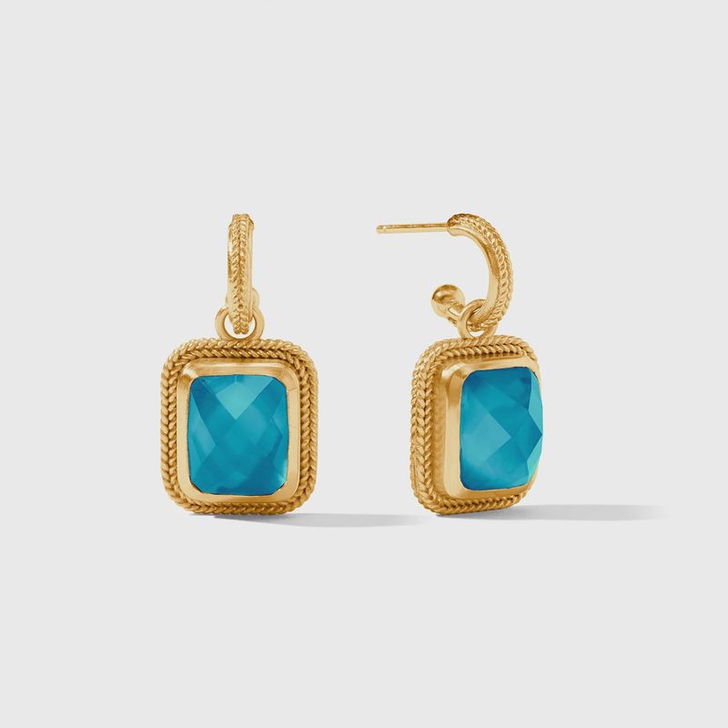 Cheval Hoop &amp; Charm Earring, Colour: Iridescent London Blue