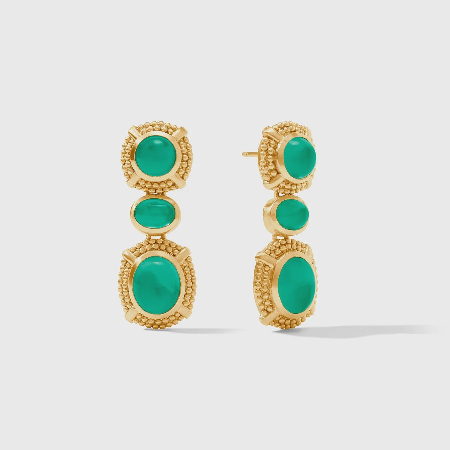Cabochon Statement Earring, Colour: Iridescent Emerald Green