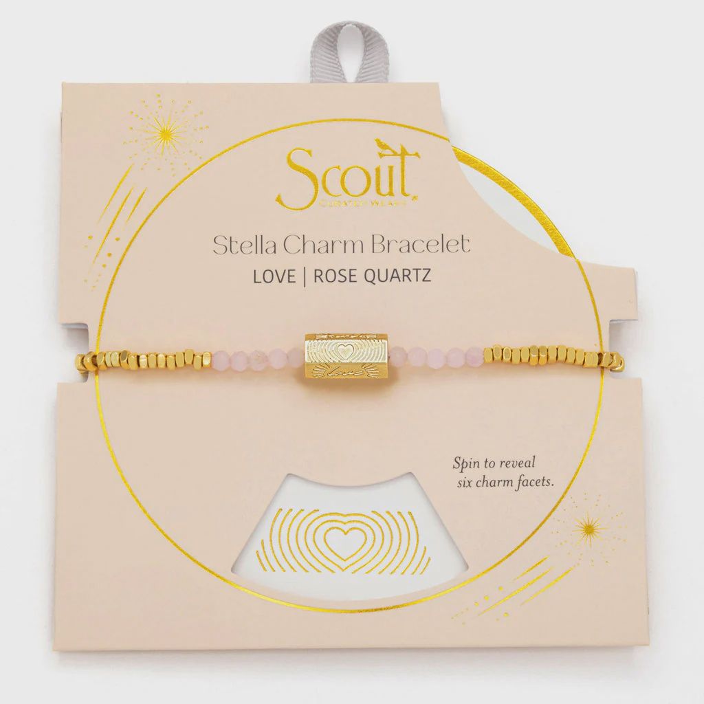 Stella Bracelet, Name: Love/Rose Quartz/Gold