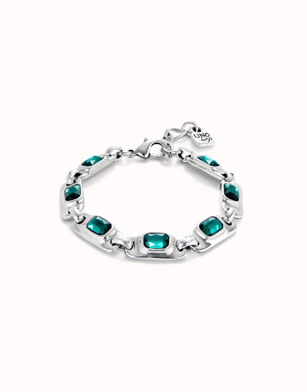 Ser Magnetica Silver Bracelet w/Green Crystal