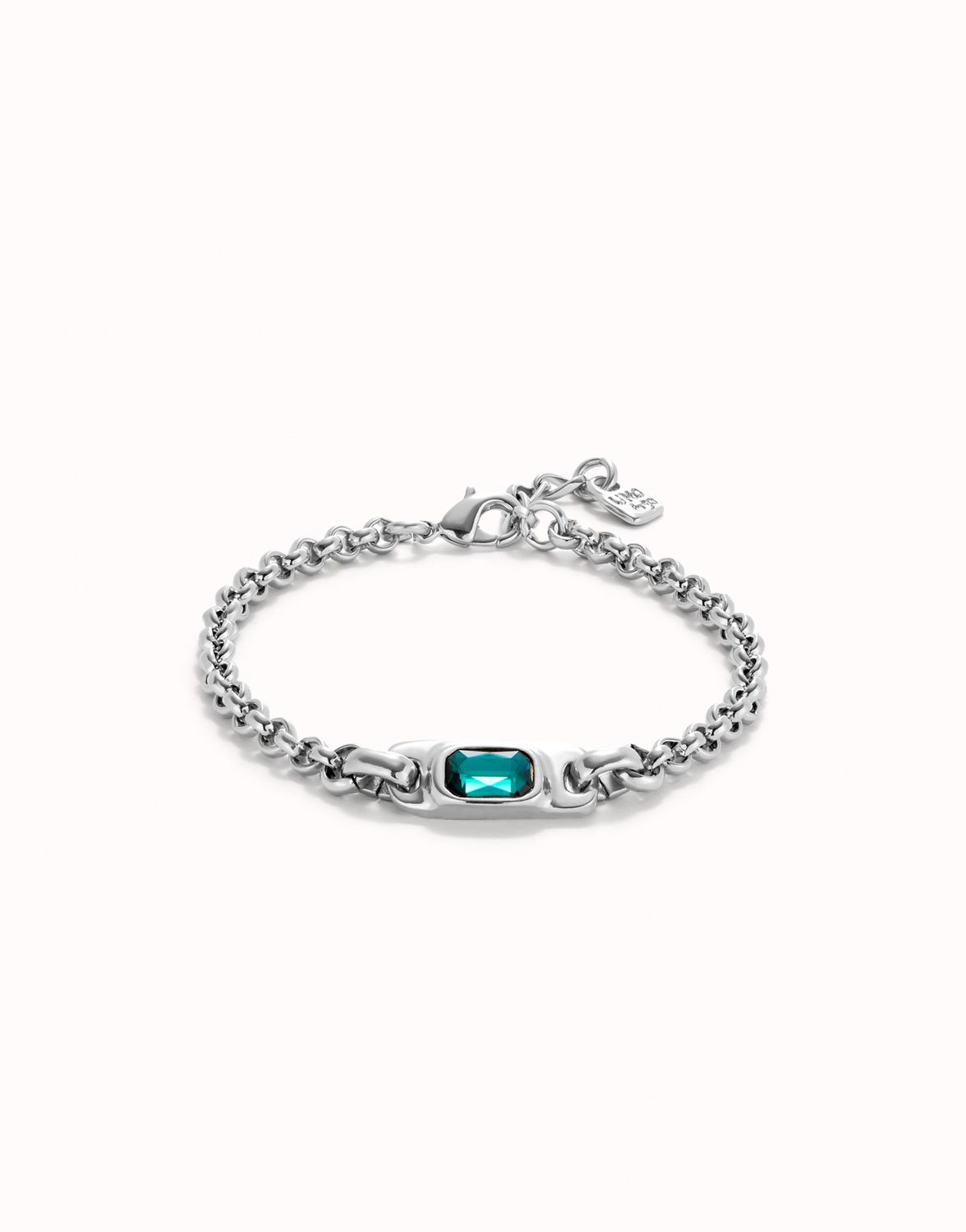 Ser Magnetica Silver Chain Bracelet w/Green