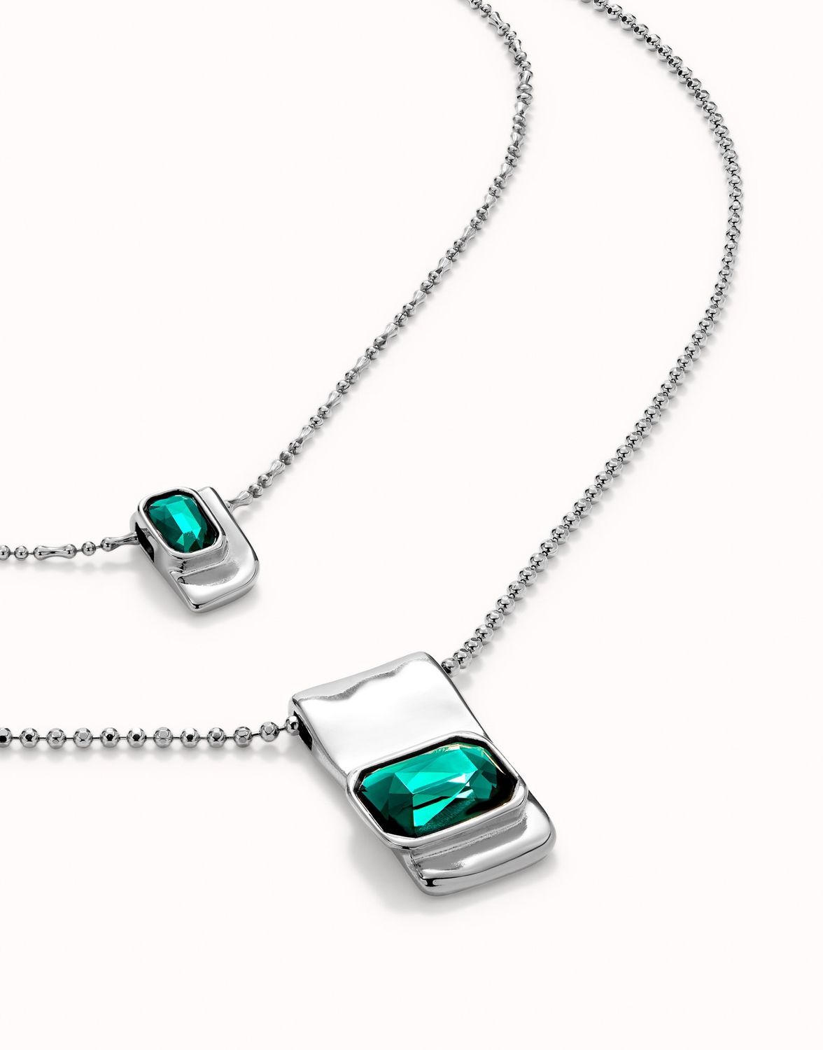 Ser Magnetica Gold Double Necklace Green Crystal