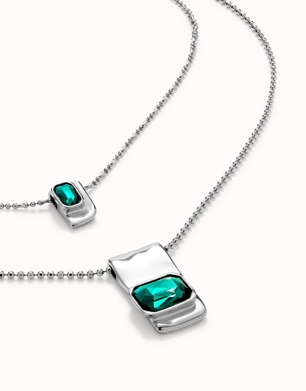 Ser Magnetica Gold Double Necklace Green Crystal