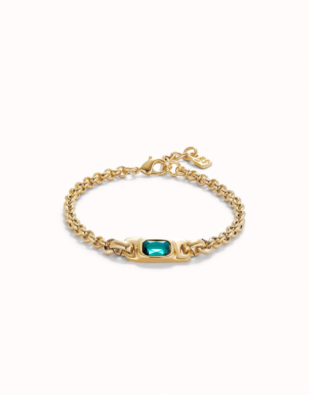 Ser Magnetica Gold Chain Bracelet w/ Green Crystal