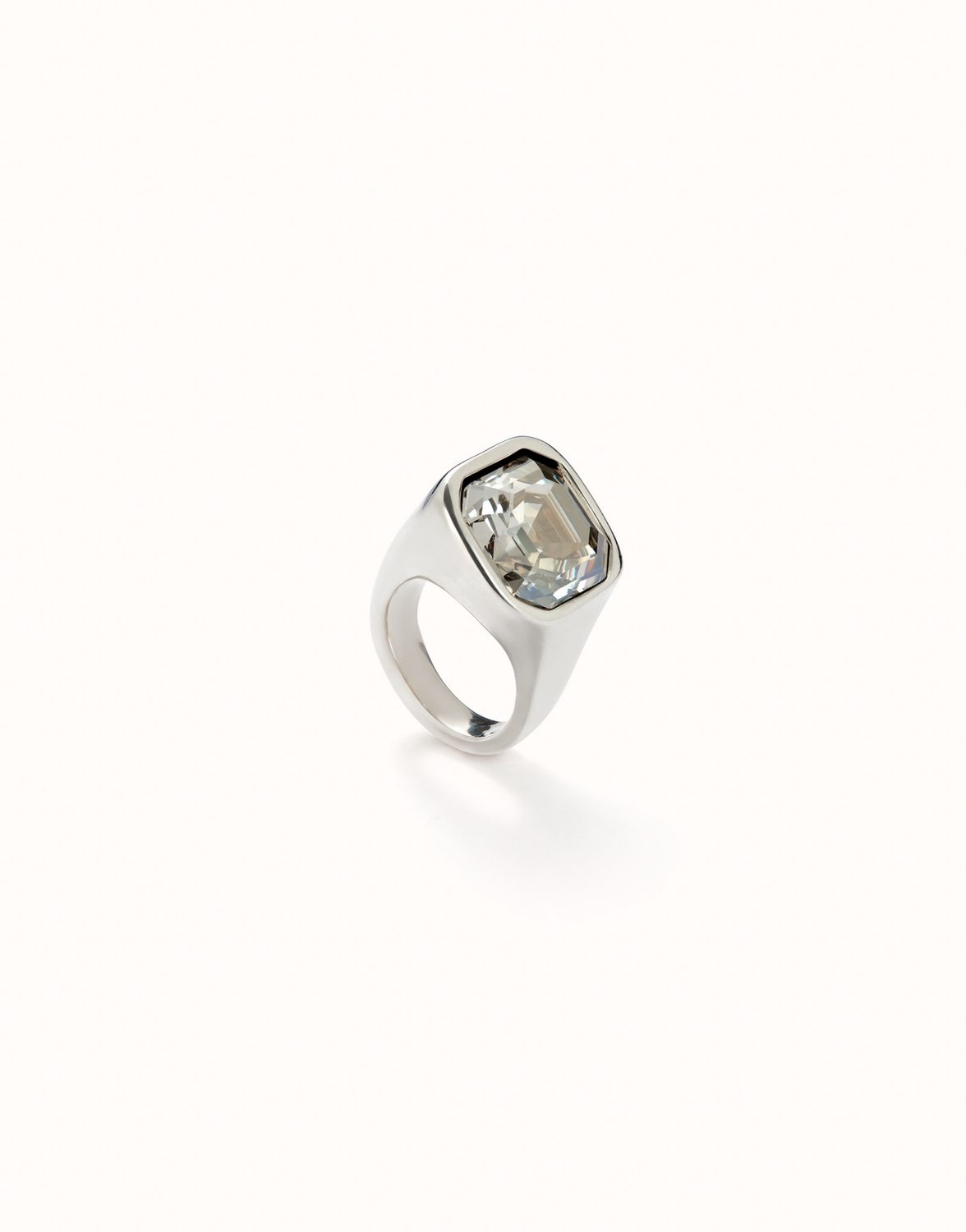 Ser Without Complex Crystal Ring, Colour: Silver, Size: 15