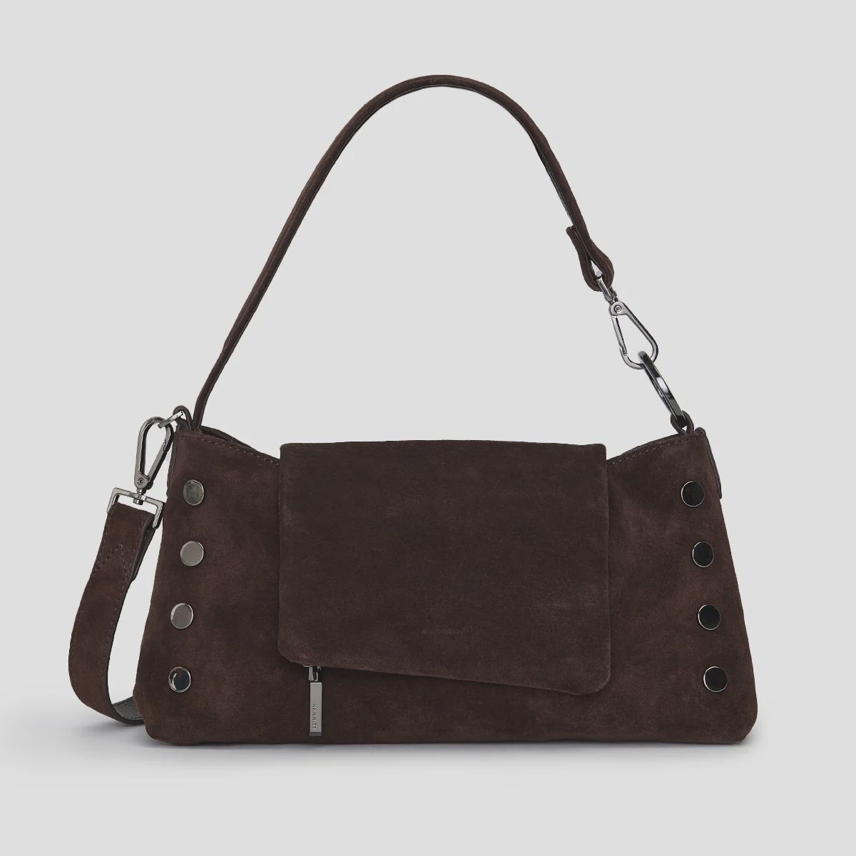 VIP Satchel  Espresso Suede/Gunmetal