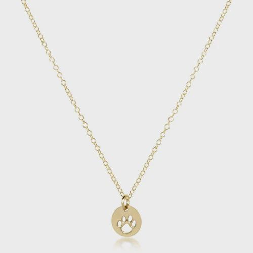 16&quot; Necklace Gold - Paw Print Small Gold Disc