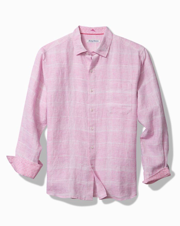 Paradisio Plaid Linen Shirt, Colour: Pink Corsage, Size: Medium