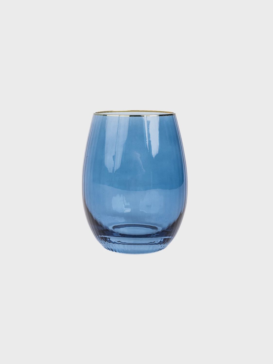 Stemless Wine Glass | Ribbed Blue