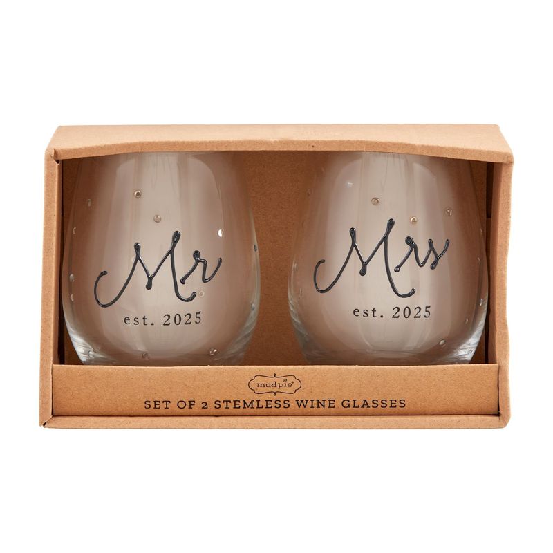 Mr. &amp; Mrs. Est 2025 Glass Set