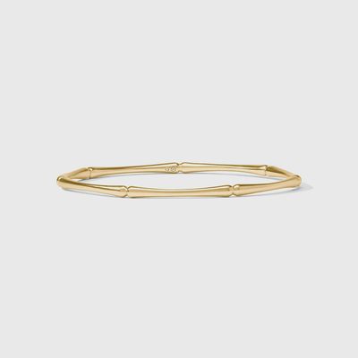 Julie Vos Bamboo Bangle in 24K gold plate, displayed against a neutral background in a studio setting