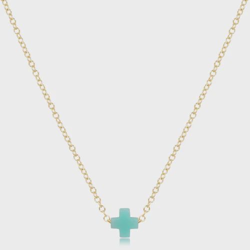 16&quot; necklace gold - signature cross small Turquoise