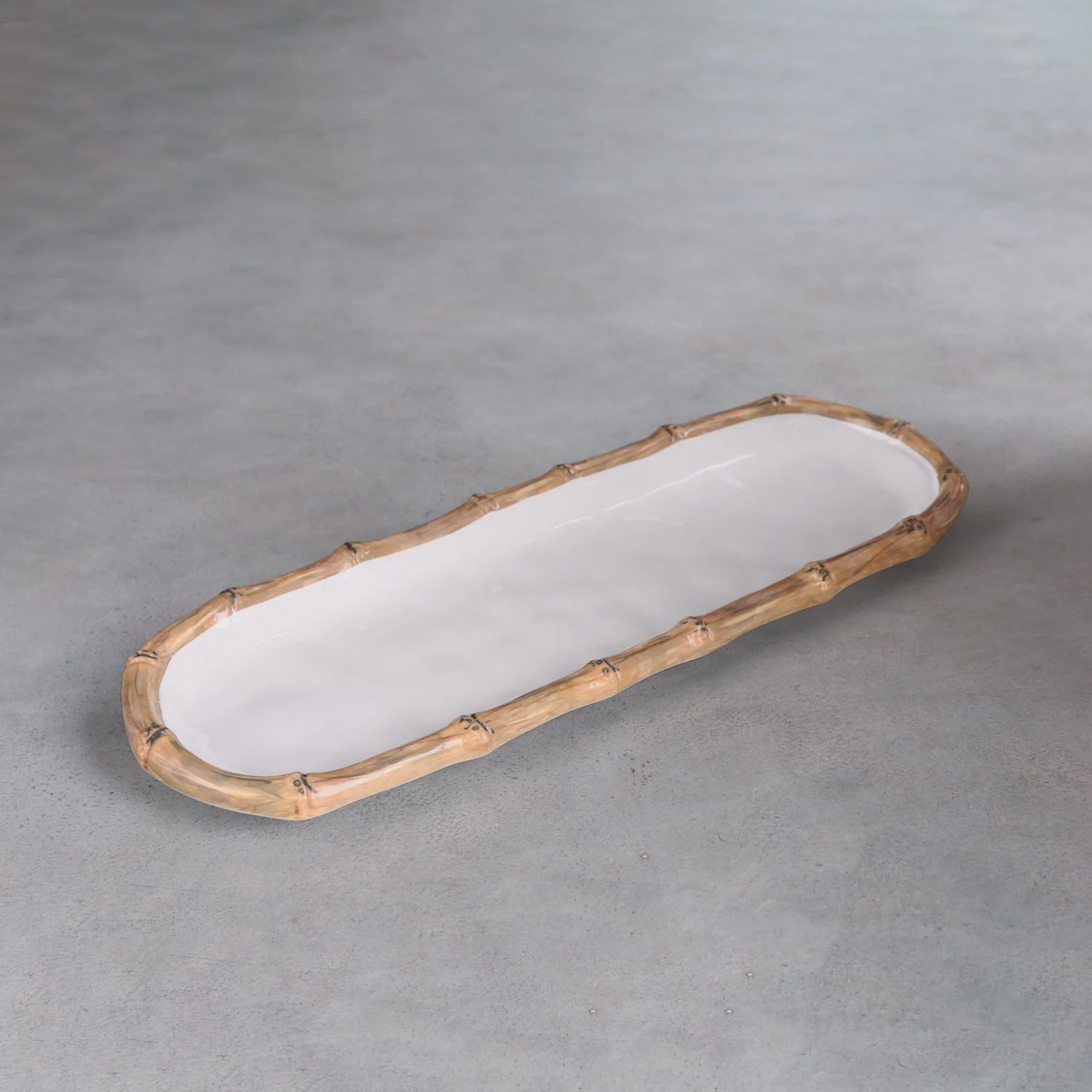 VIDA Bamboo Baguette Platter (White and Natural)