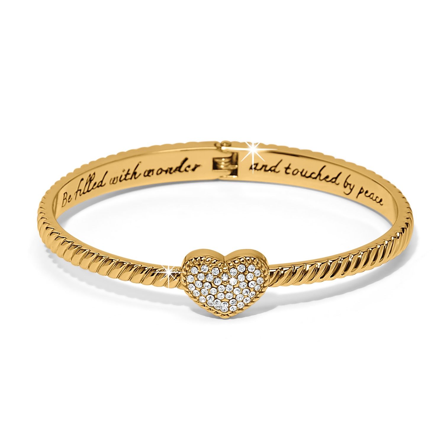 Celestia Heart Hinged Bangle -Gold