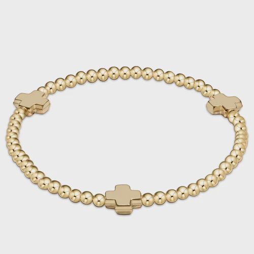 egirl Signature Cross Gold Pattern 3mm Bead Bracelet - Gold