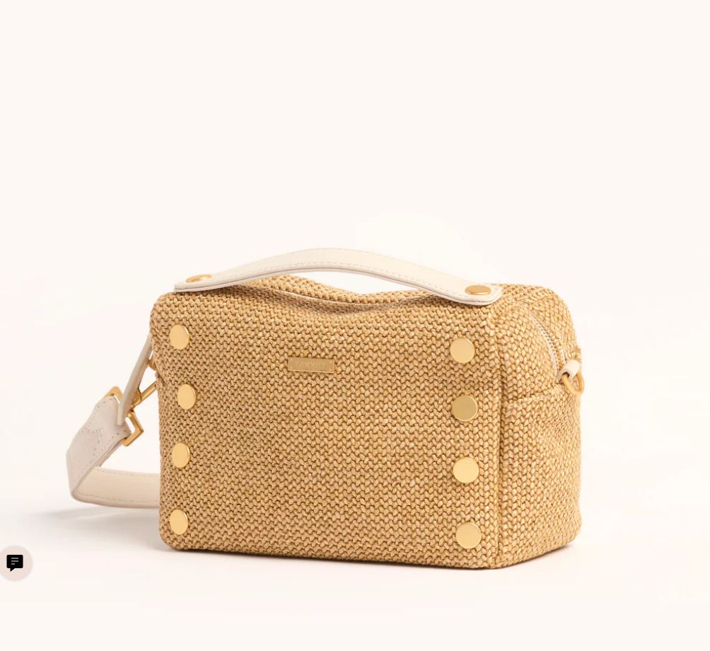 Evan Crossbody Sml - Calla Lily White Raffia/Brushed Gold