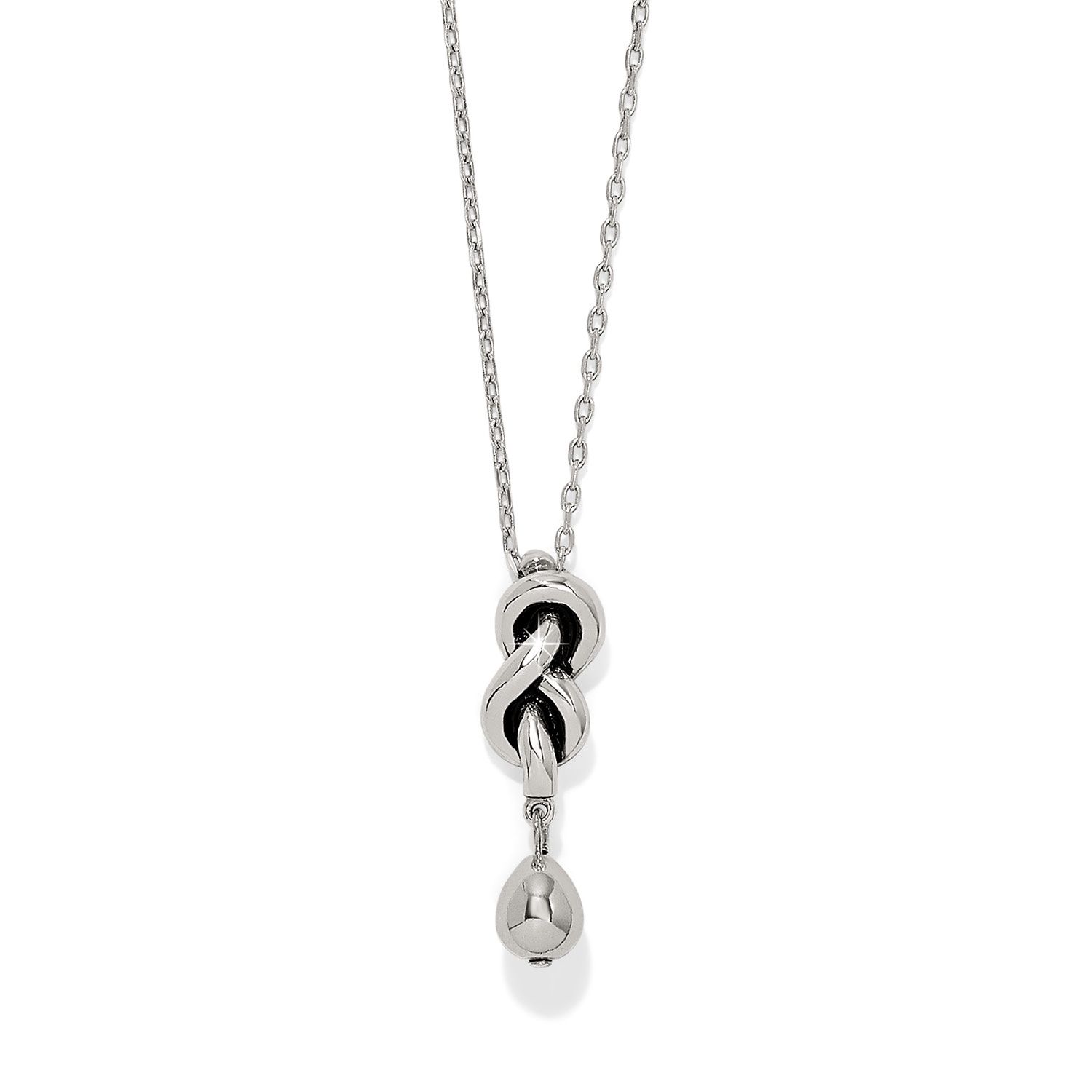 Interlok Single Knot Drop Necklace, Colour: Silver