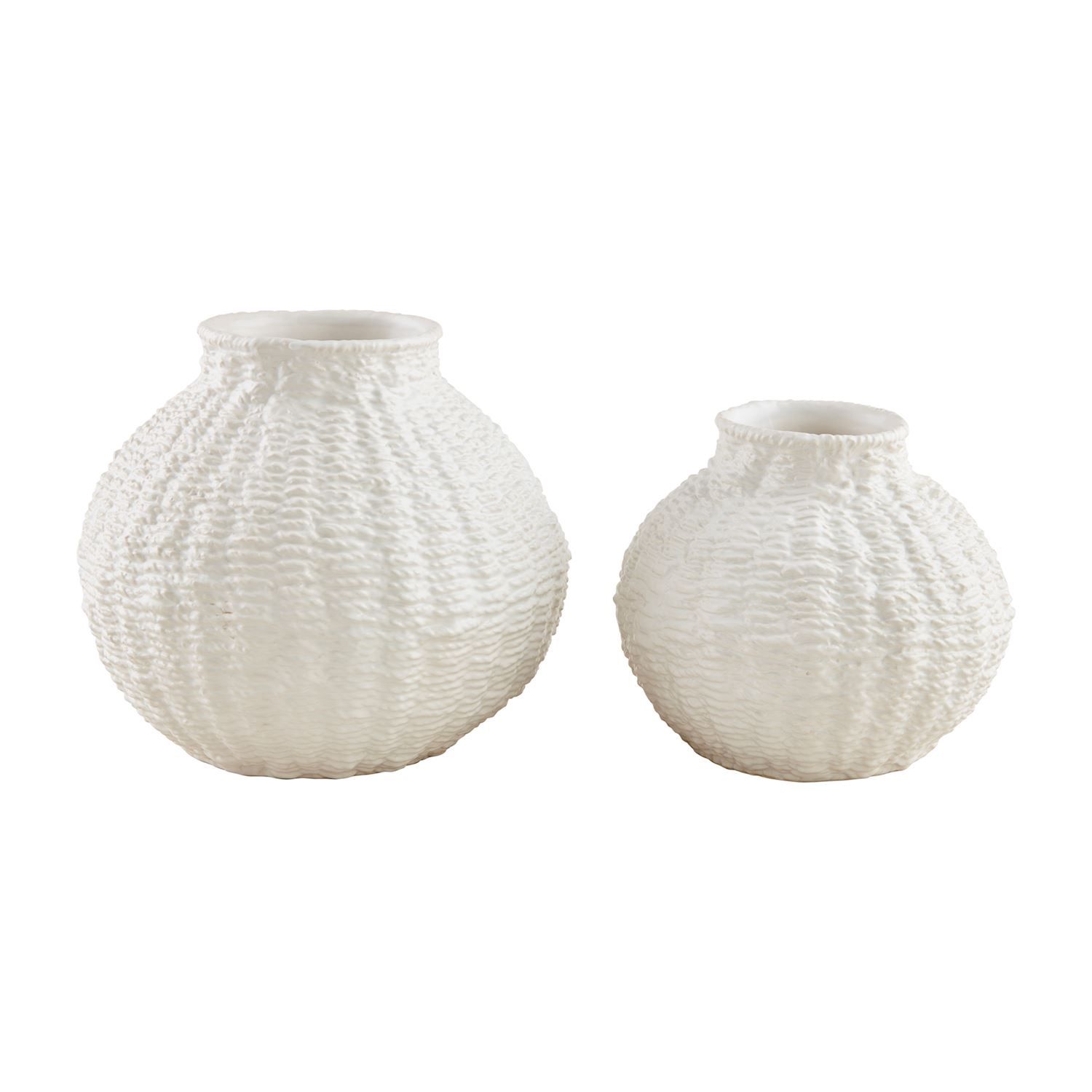 Woven Stoneware Round Vase, Size: Small