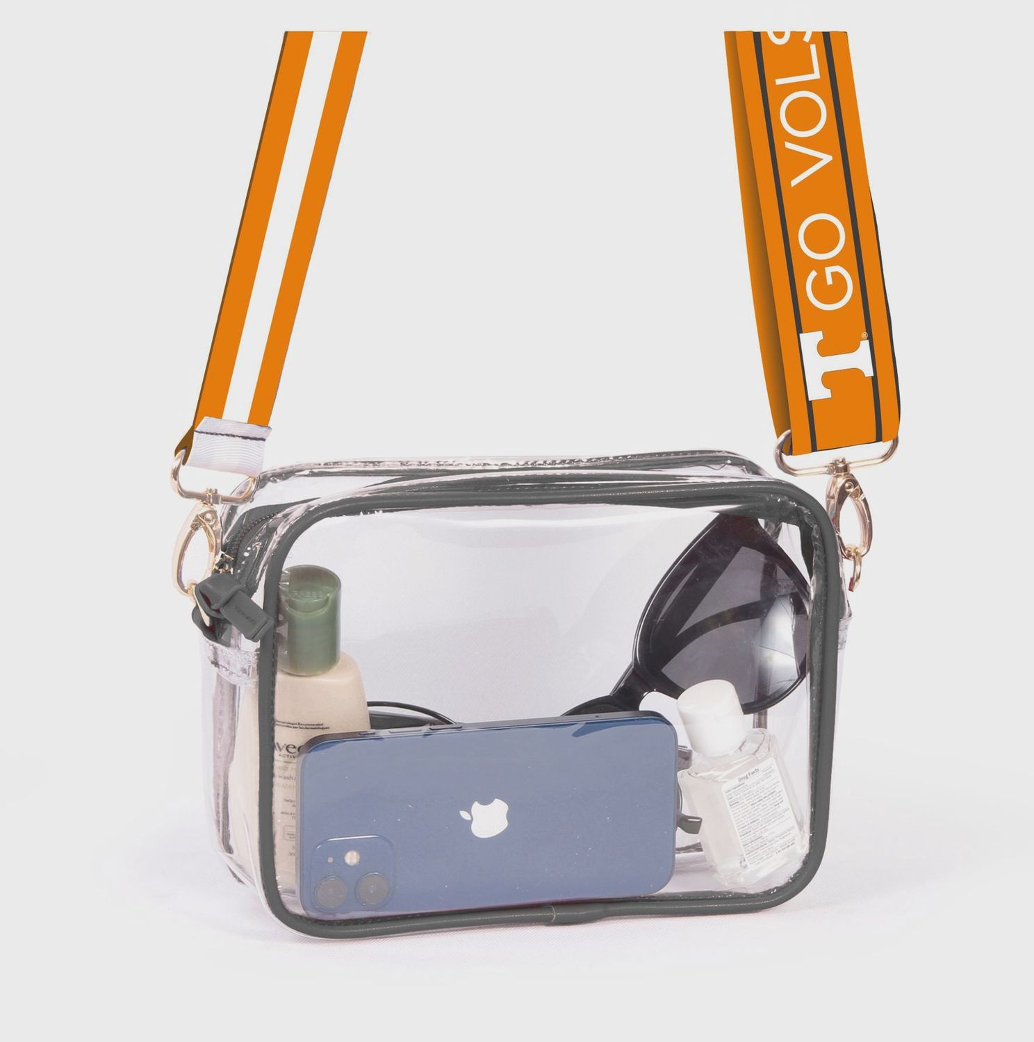 Bridget Clear Purse with Reversible Patterned Shoulder Strap-TN