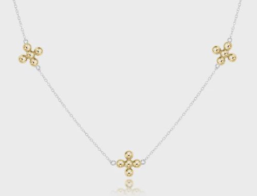 choker simplicity chain sterling mixed metal - classic beaded signature cross gold