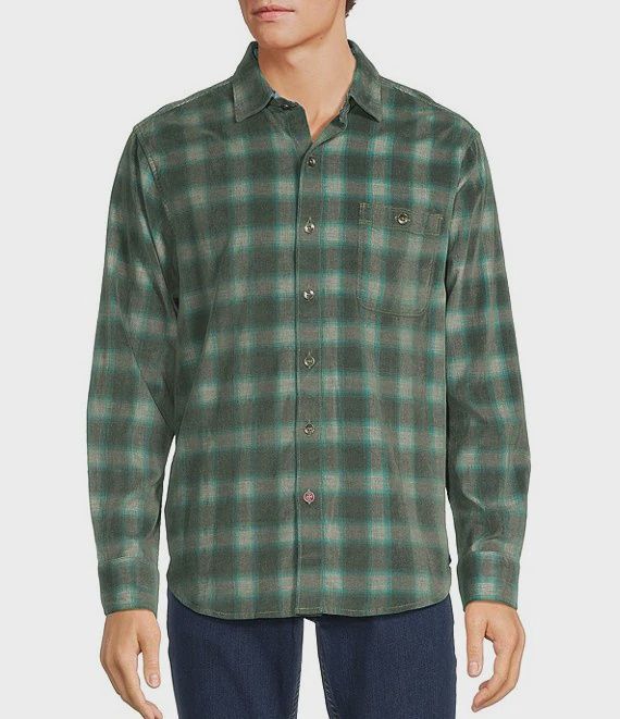 Coastline Ombre-Checked Long Sleeve Corduroy Shirt