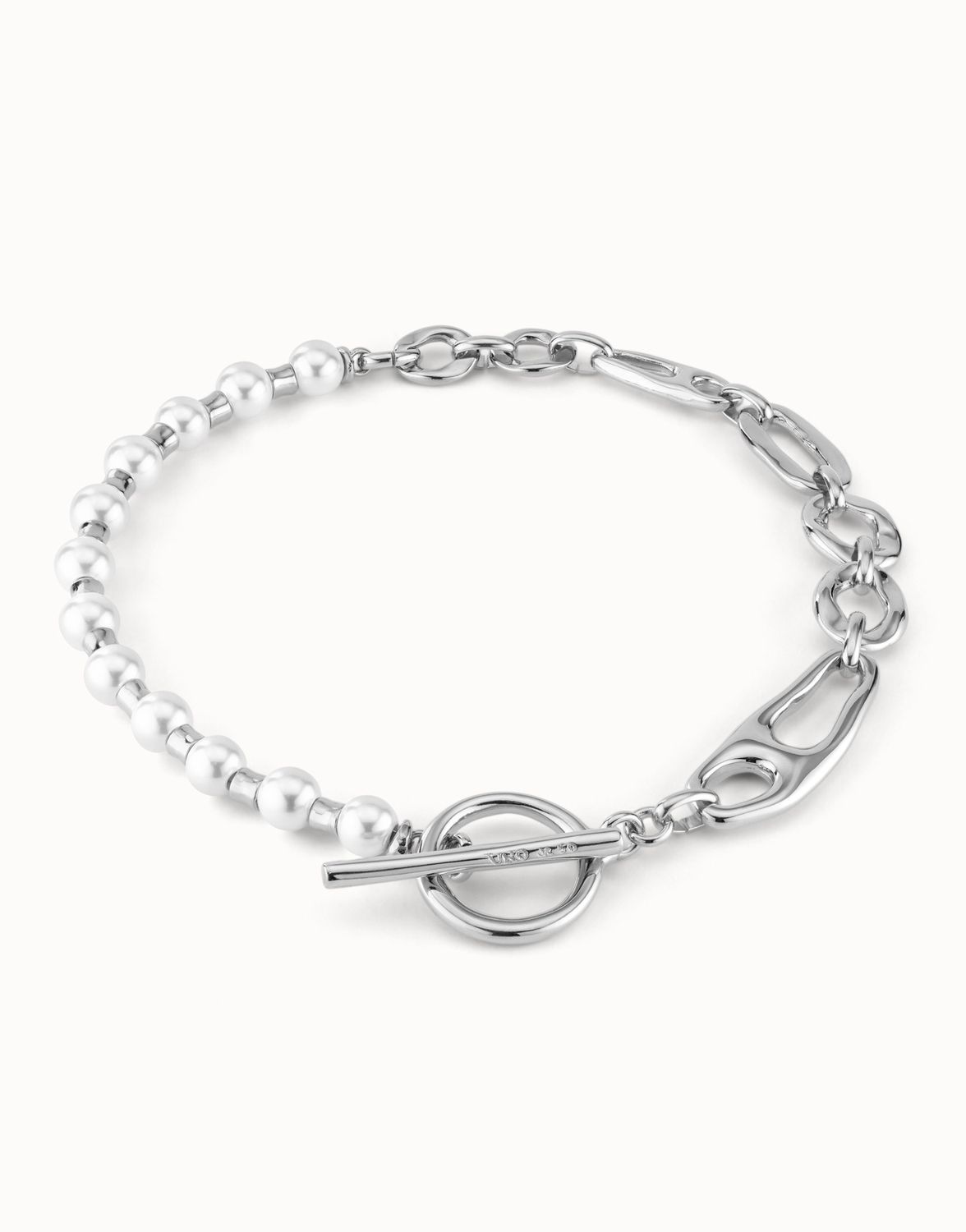 Short Link Chain Necklace with Pearls