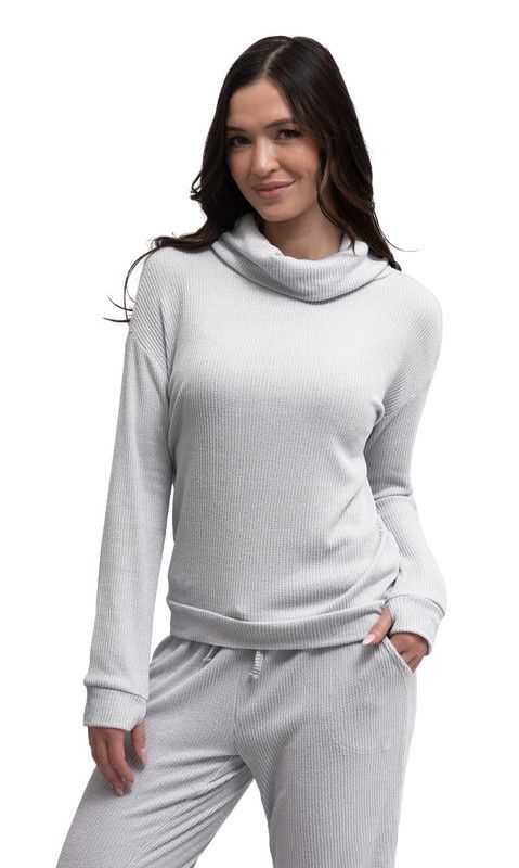 CUDDLEBLEND  COWL NECK TOP GRAY