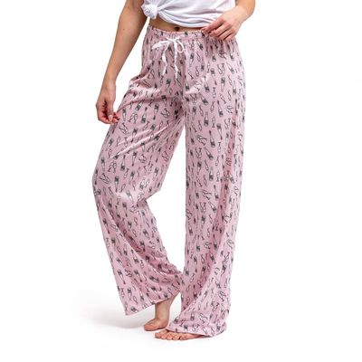 Hello Mello Breakfast in Bed wide-leg lounge pants in neutral tone displayed on a plain background with included travel pouch