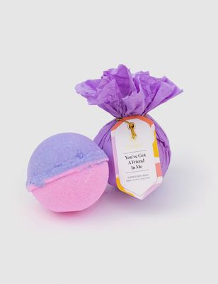 Musee lavender bath balm with chamomile and apricot oil displayed on a neutral background, showing the product's texture and form