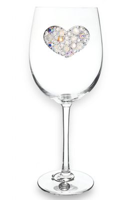 Multi-heart stemmed wine glass with decorative heart motifs along the bowl, isolated on a white background