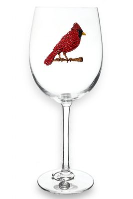 Cardinal stemmed wine glass isolated on white background, clear crystal bowl on thin stem with base