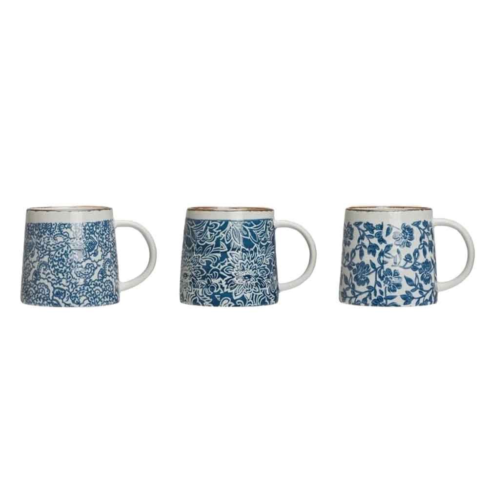 Hand-Stamped Stoneware Mugs