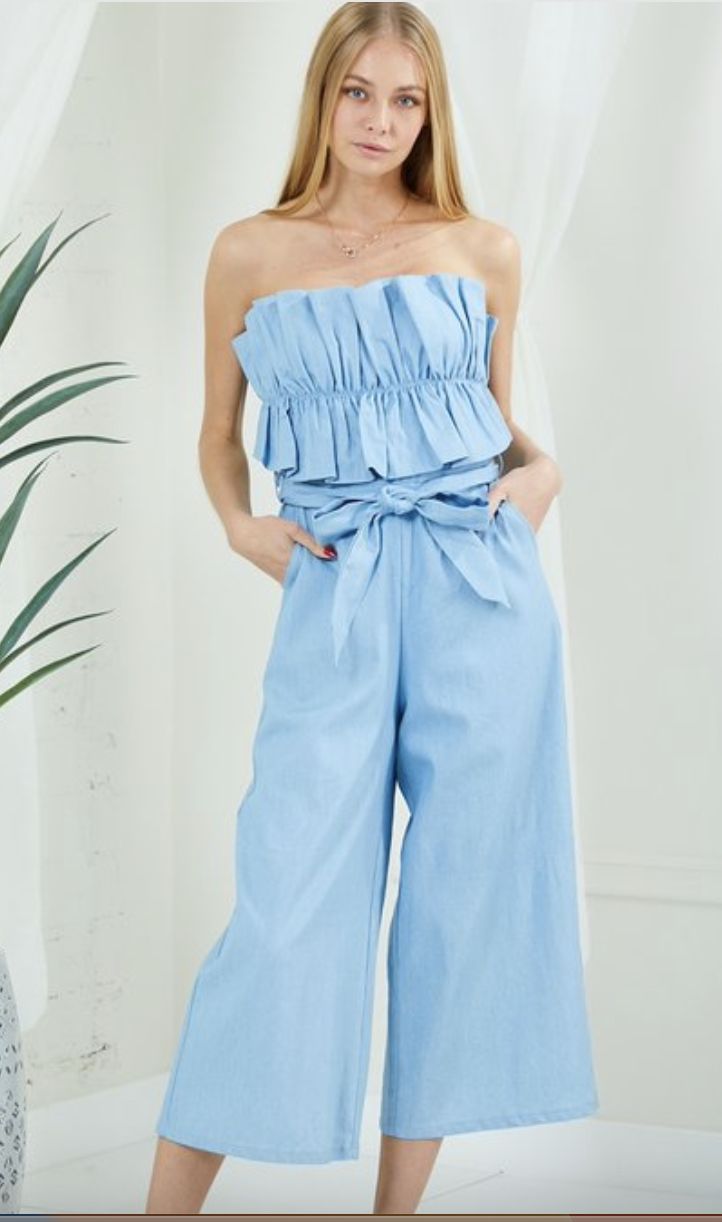 Ruffle  Crop Top Jumpsuit