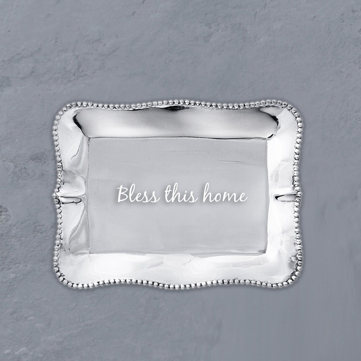 GIFTABLES Pearl Rectangular Engraved Tray - Bless this home