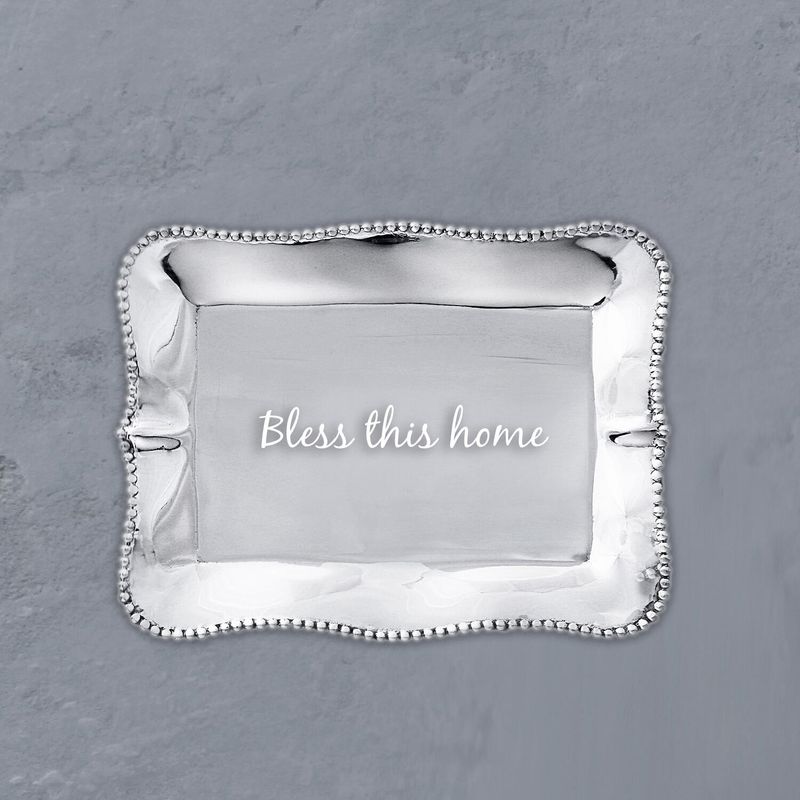 GIFTABLES Pearl Rectangular Engraved Tray - Bless this home