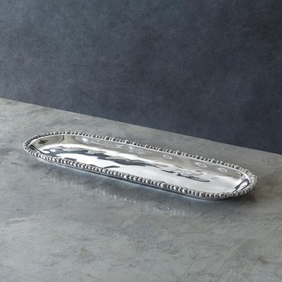 Pearl Long Baguette Serving Platter by Beatriz Ball, elongated white ceramic dish on neutral studio background