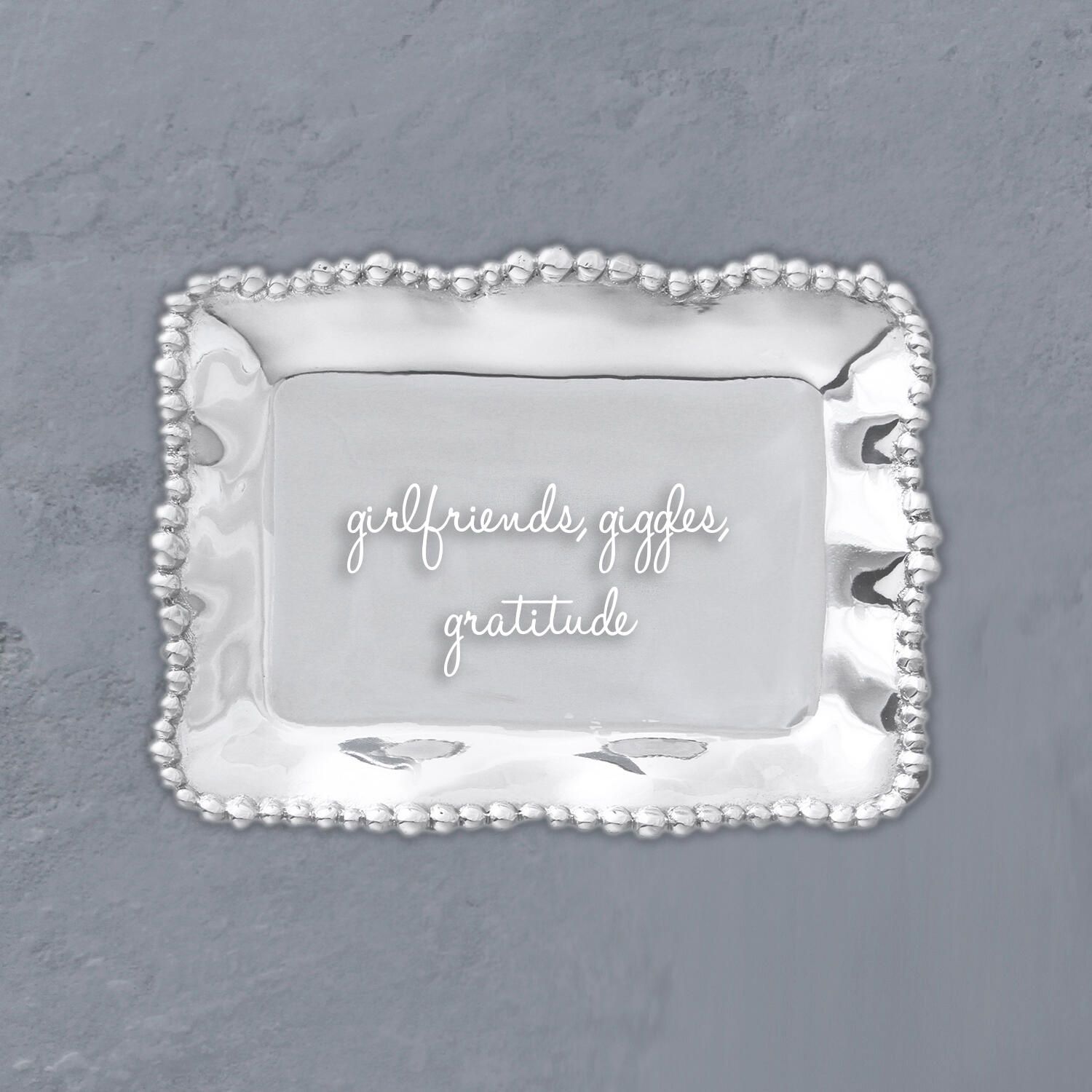 GIFTABLES Organic Pearl  Tray - girlfriends, giggles, gratitude