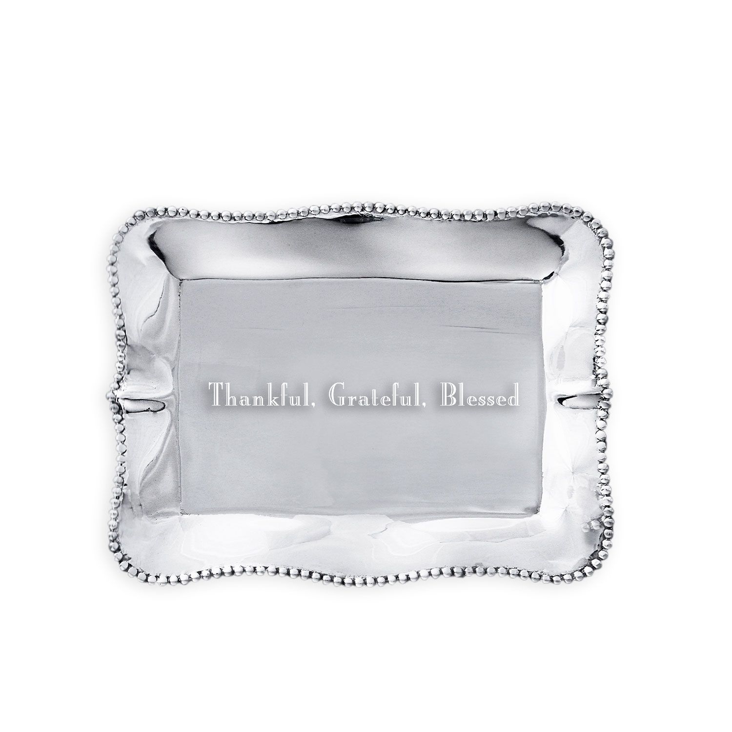 GIFTABLES Pearl Rectangular Engraved Tray - Thankful, Grateful, Blessed