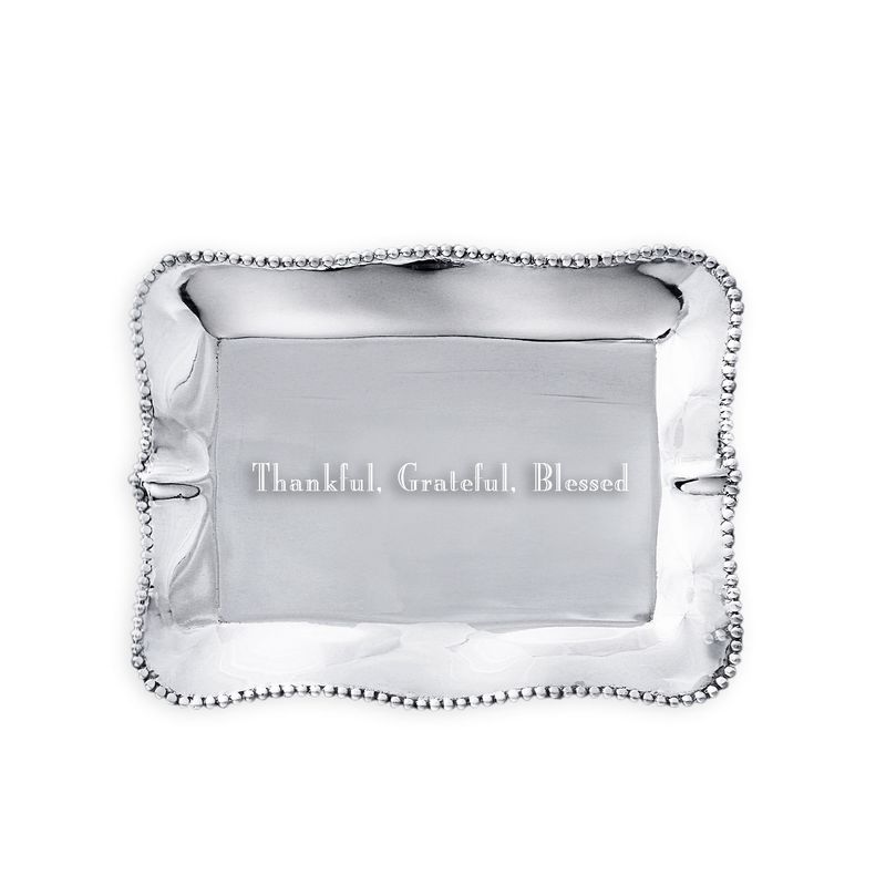 GIFTABLES Pearl Rectangular Engraved Tray - Thankful, Grateful, Blessed