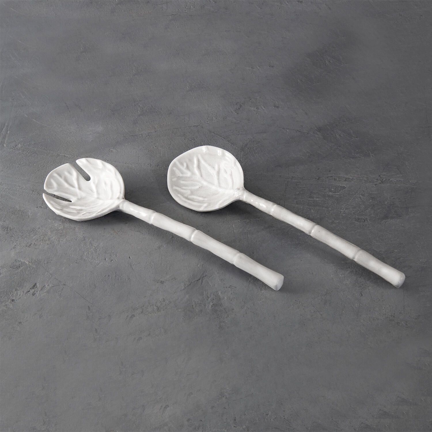 VIDA Lettuce Large Salad Servers (White)