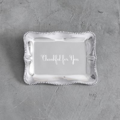 Beatriz Ball engraved tray with Thankful for You inscription, displayed on neutral background in studio setting