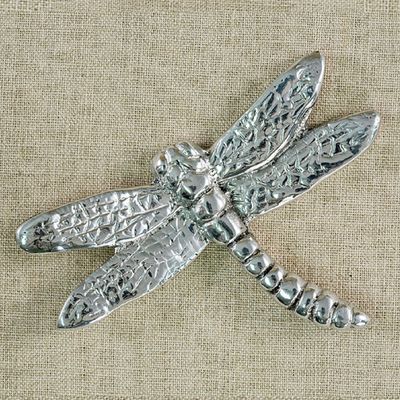 Beatriz Ball Garden Dragonfly decorative napkin weight in polished metal, displayed against a white background in studio lighting