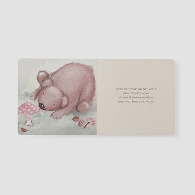 Elegant Baby Benny Bear hand-illustrated board book displayed in a lifestyle setting with soft natural lighting