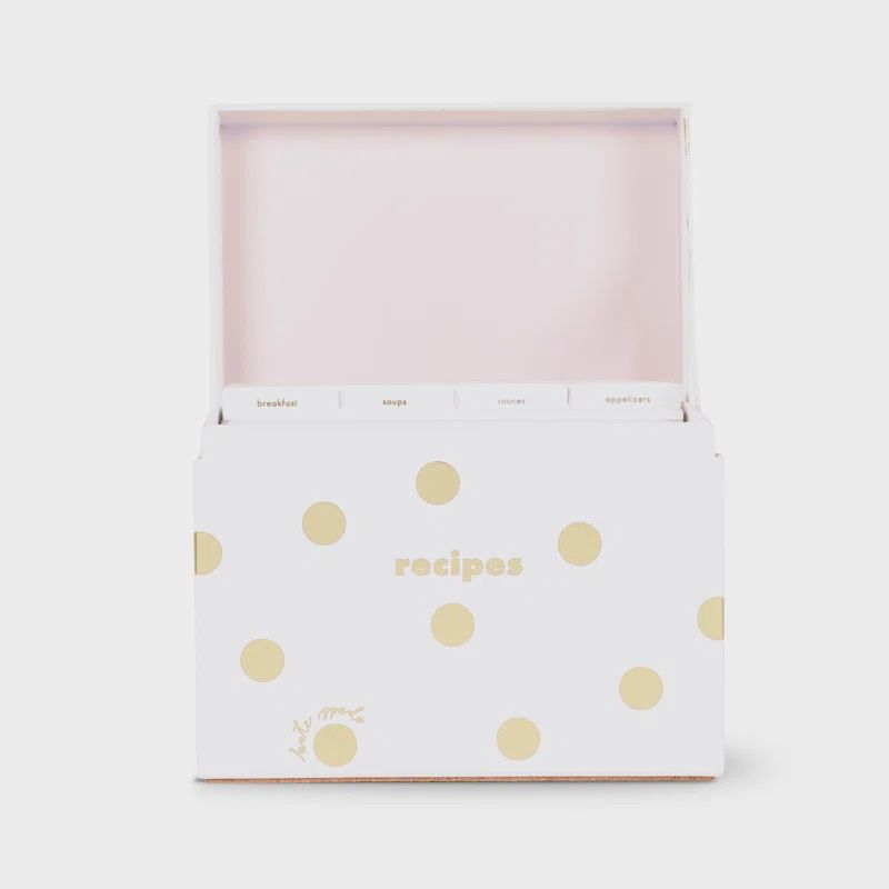 ____Kate Spade  Recipe Box, Gold Dots