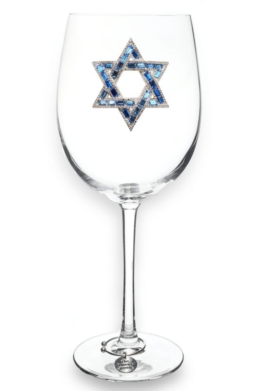 STEMMED STAR OF DAVID WINE GLASS