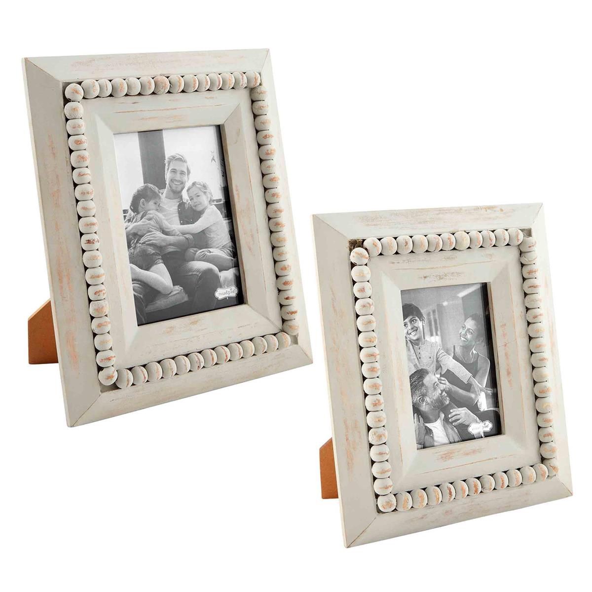 Small Gray Bead Wood Frame