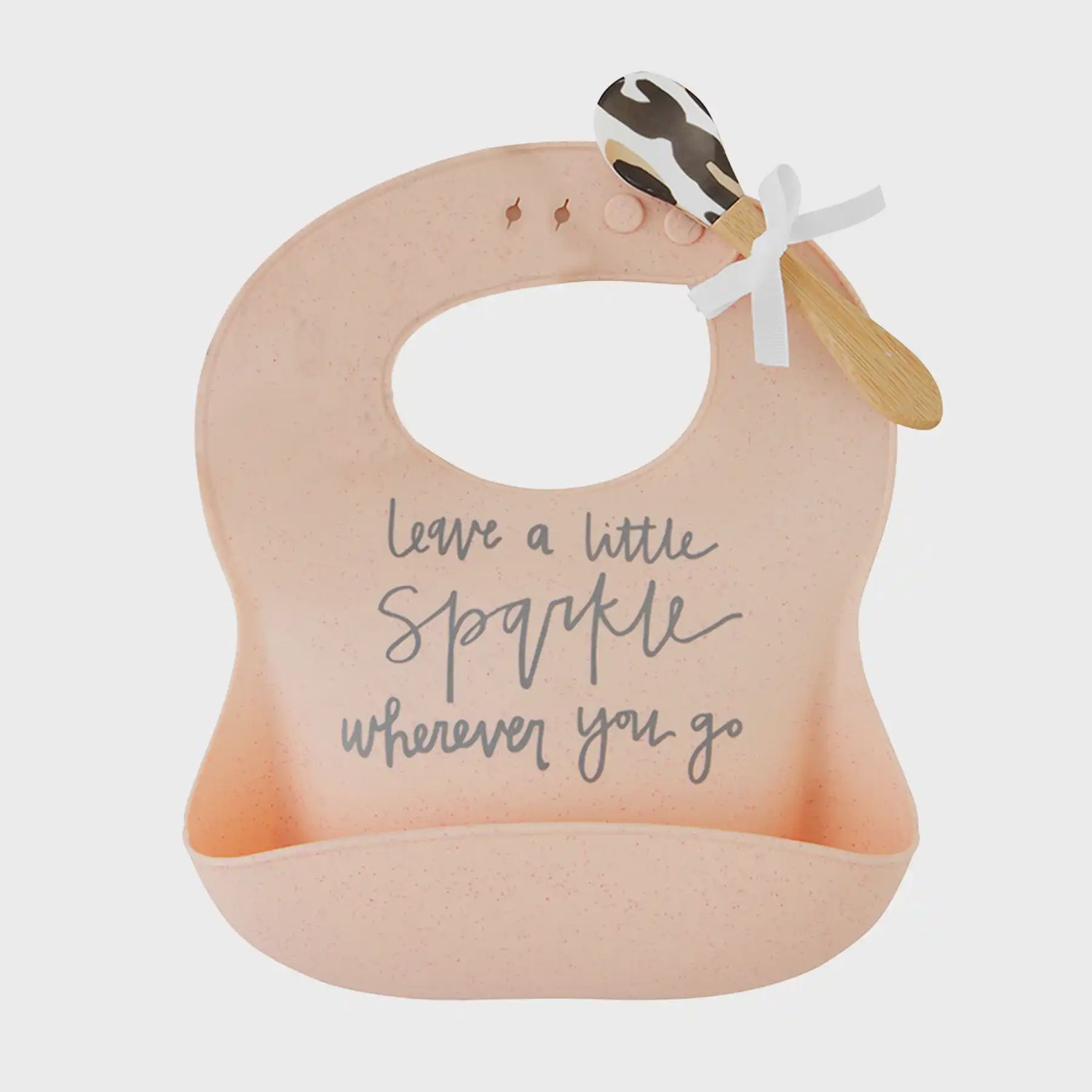 SPARKLE SILICONE BIB AND SPOON