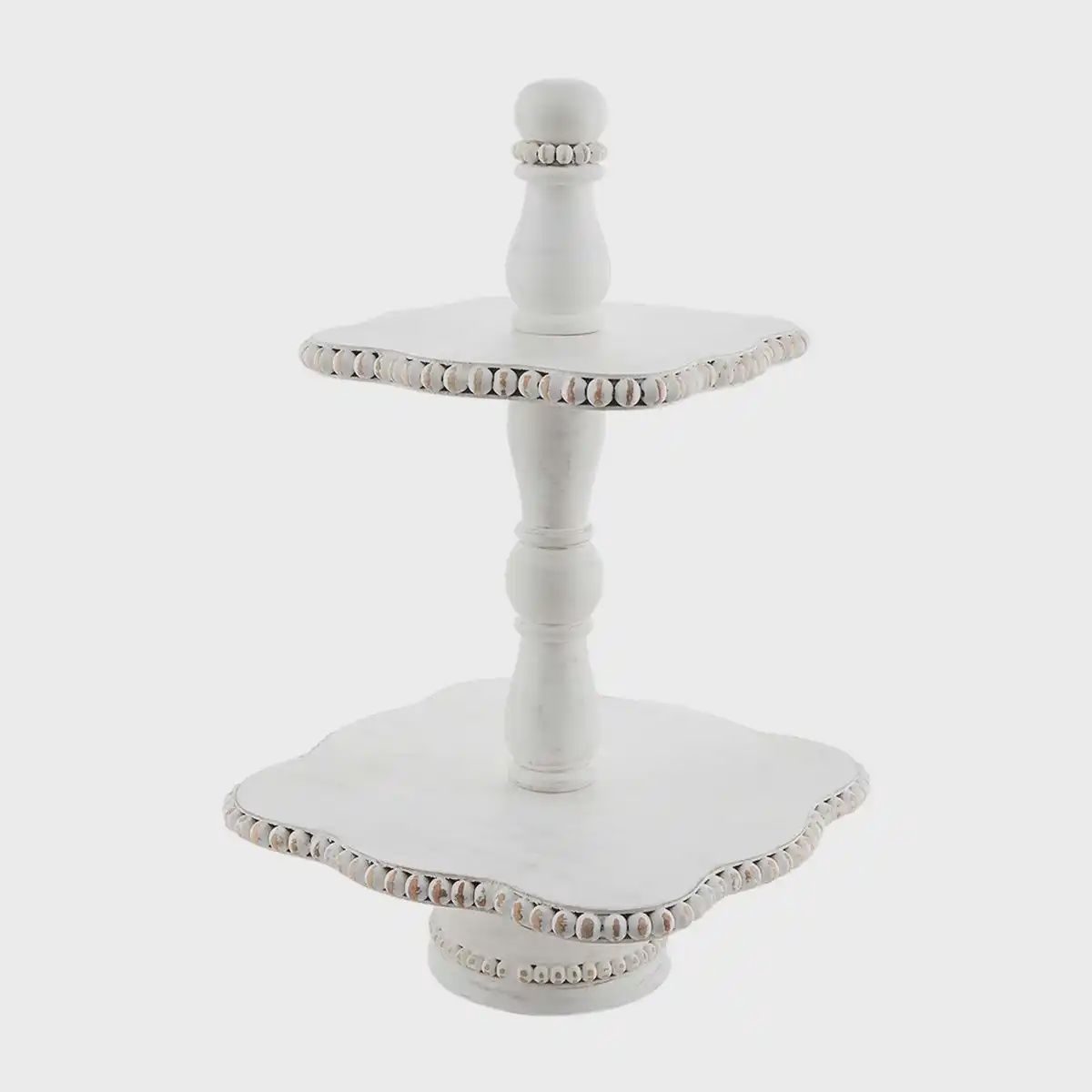 WHITE BEADED TIERED SERVER