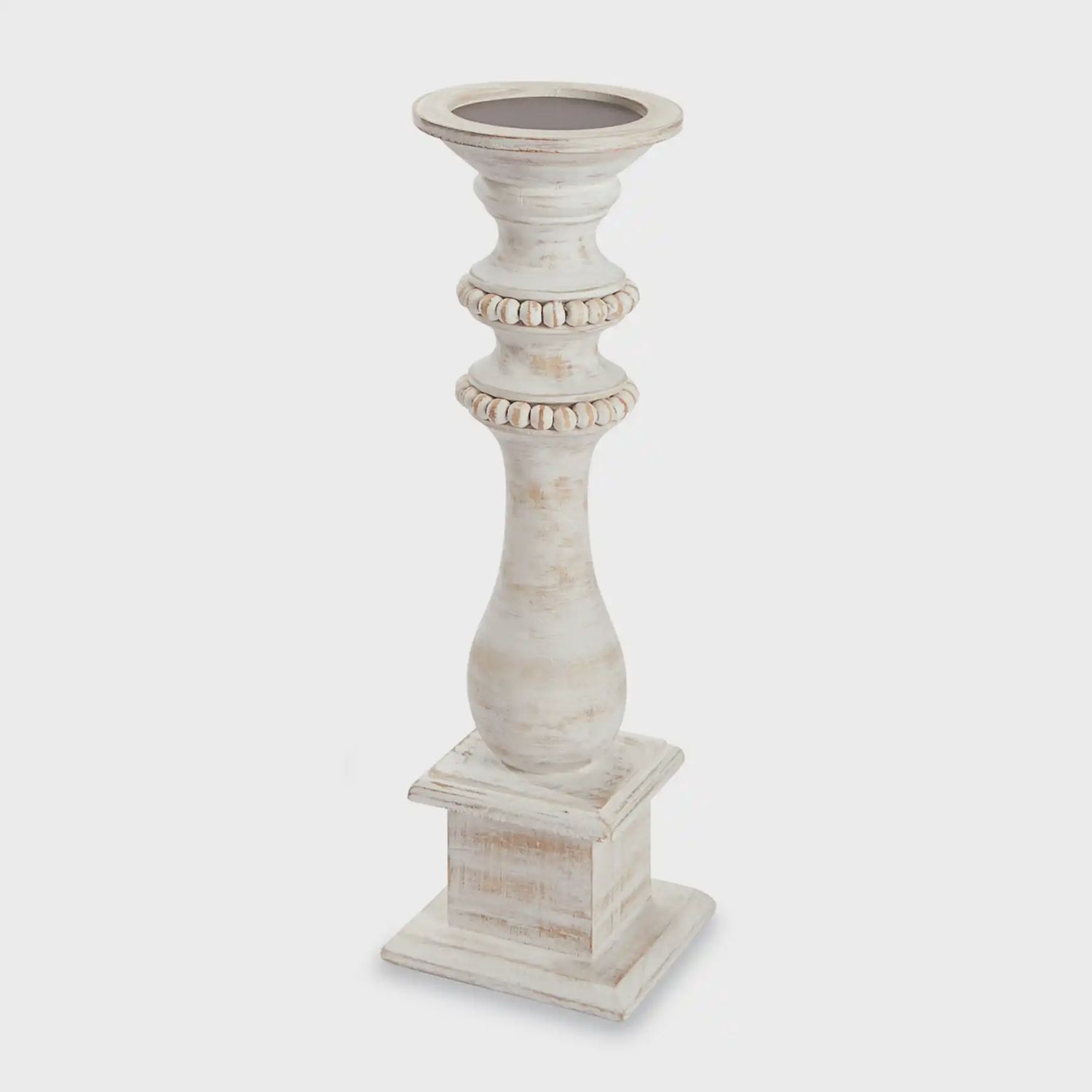 SMALL WHITE WOOD CANDLESTICK