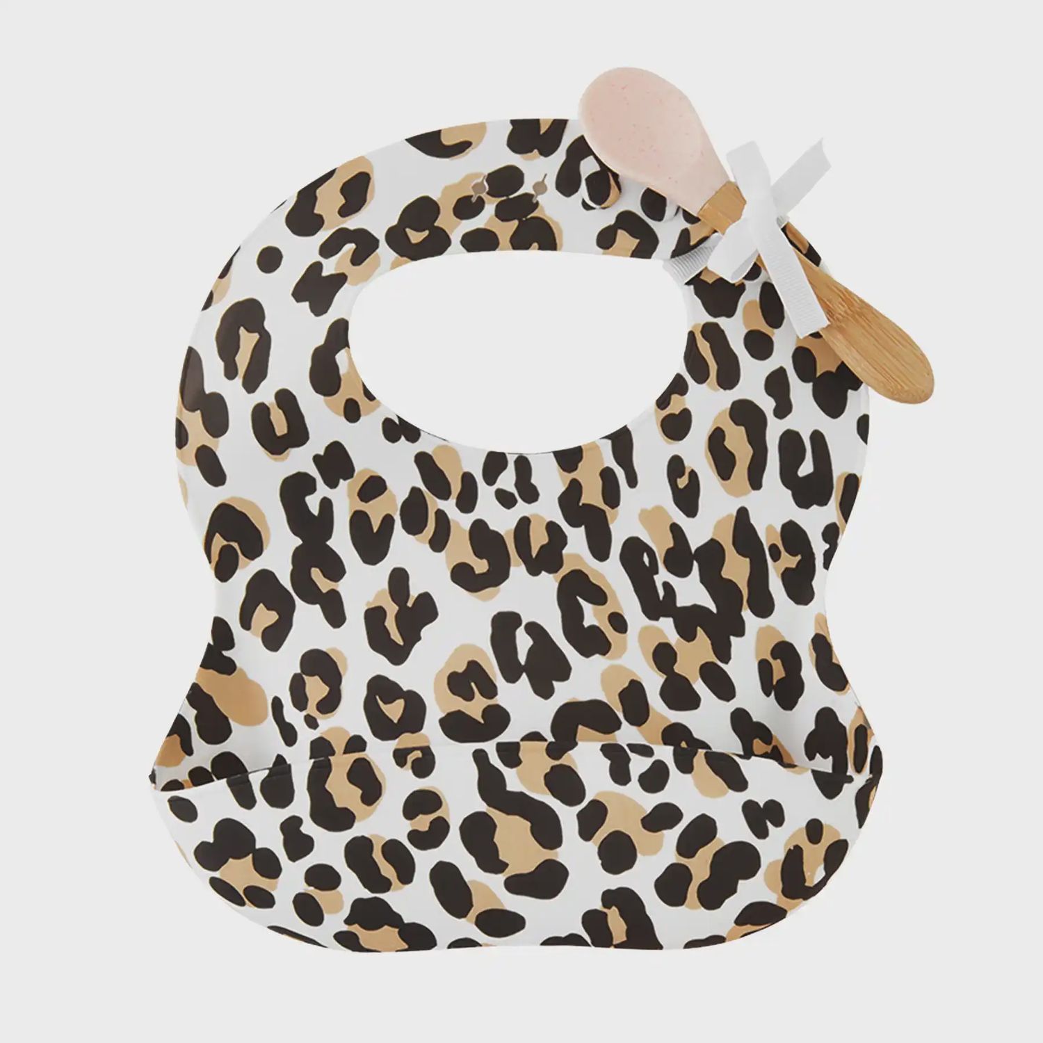 LEOPARD SILICONE BIB AND SPOON